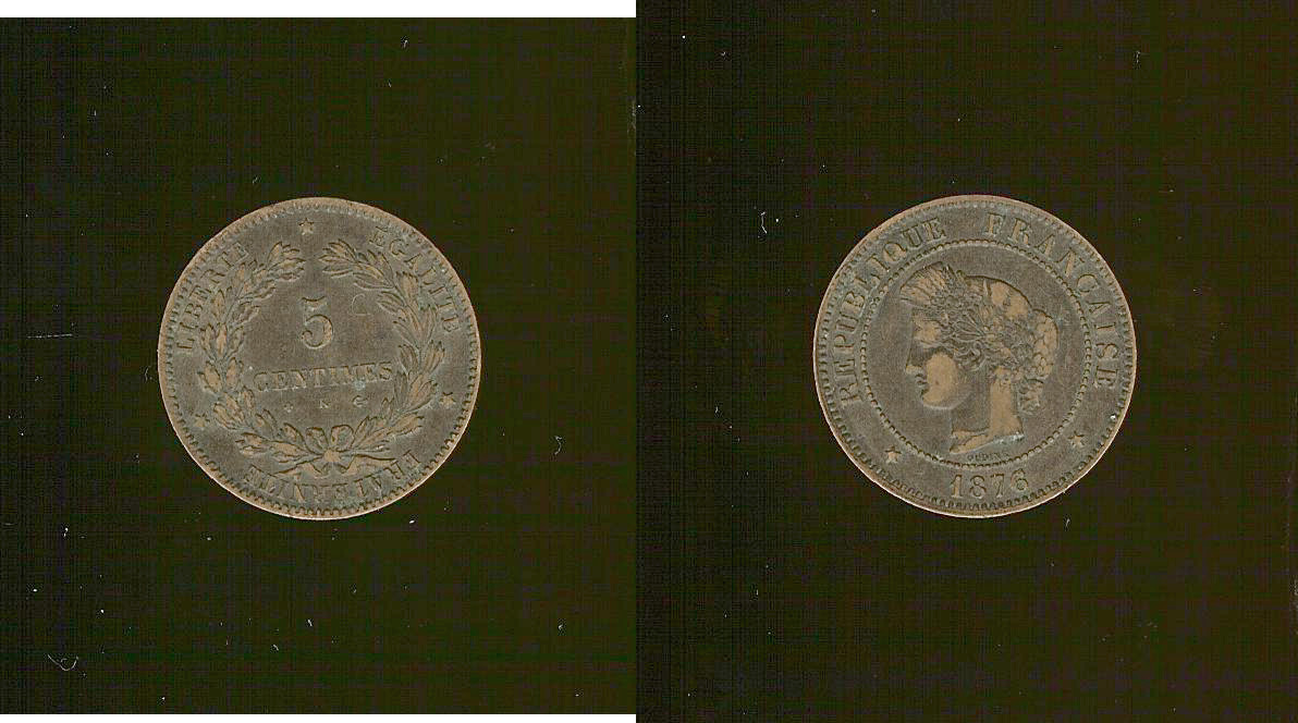 5 centimes Ceres 1876K gVF